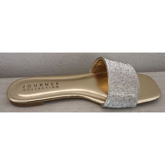 Journee Collection 007226 Women's Sz 7 Gold Embellished Grayce Slide Sandals - Picture 4 of 13